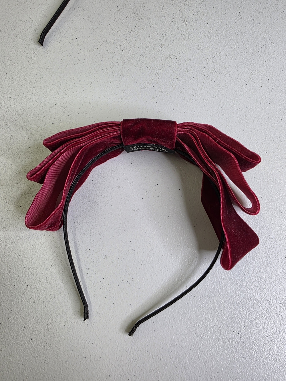 Handmade Velvet Bow Headband in Deep Red